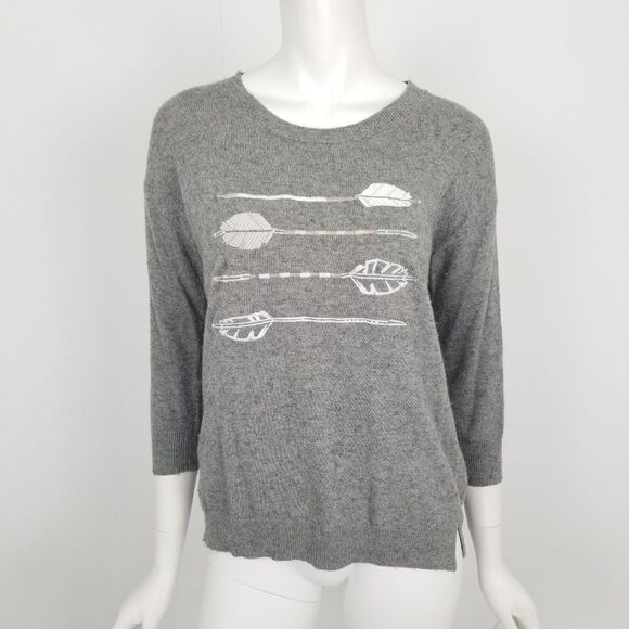 J. Crew Gray Arrow Print Sweater Small - Picture 2 of 7